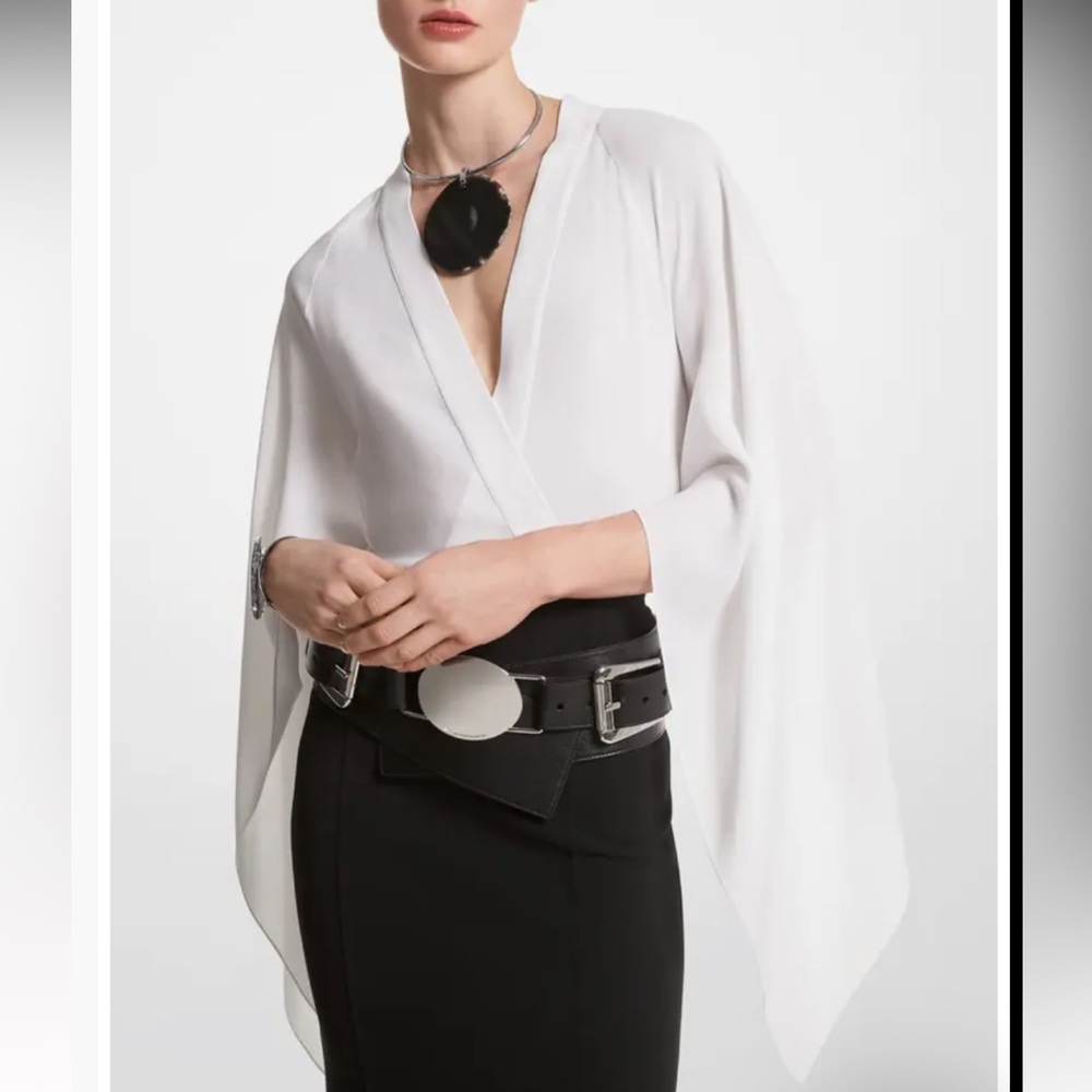 Michael Kors Collection Flare Sleeve Silk Blouse Size 6 NWT